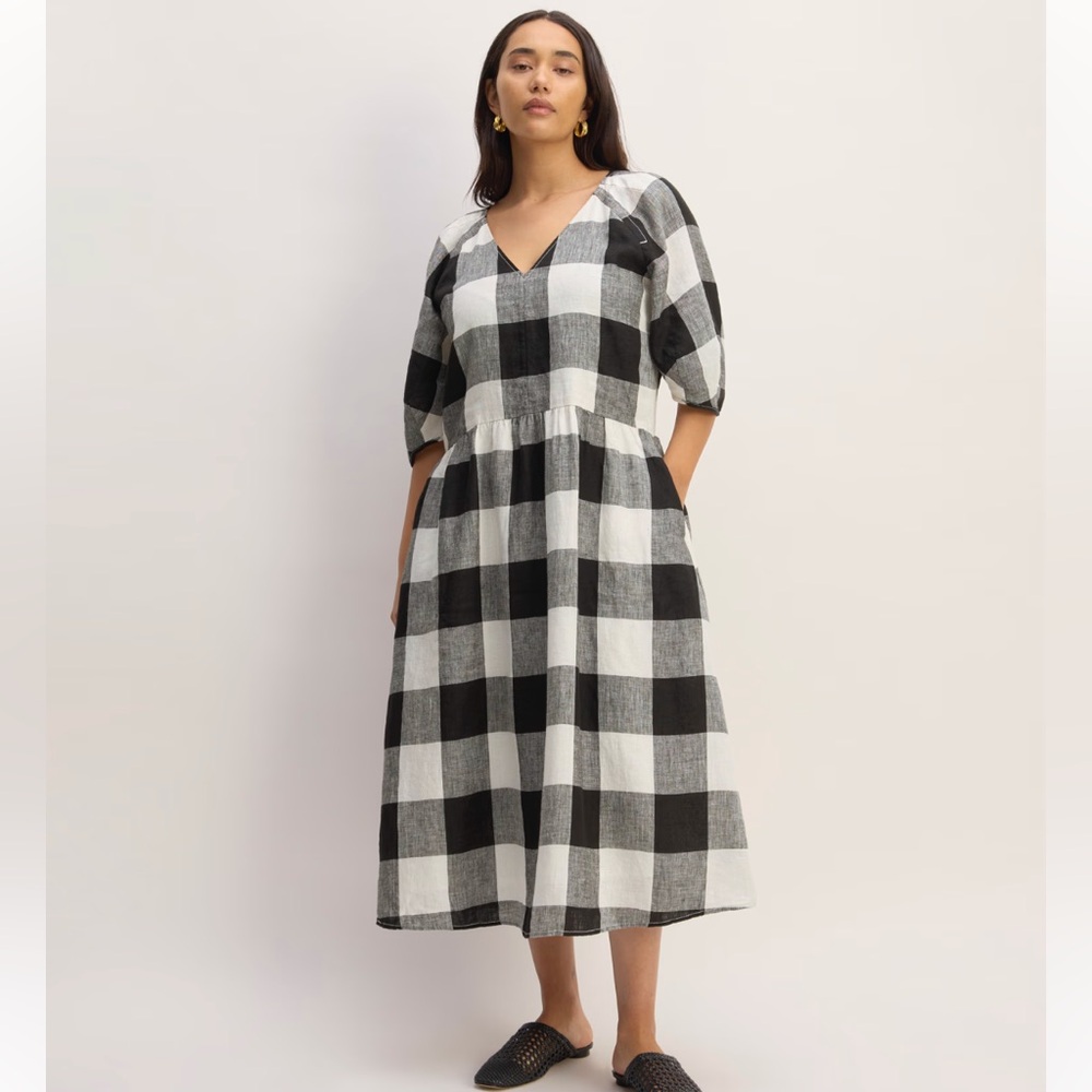 Everlane Linen Oversized Puff-Sleeve Dress large